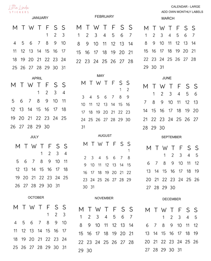 2027 | Calendars | The Basic Edit planner stickers, Large / Glossy