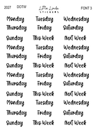 2027 | Days of the Week | The Basic Edit planner stickers, Font 3 / Small / Glossy