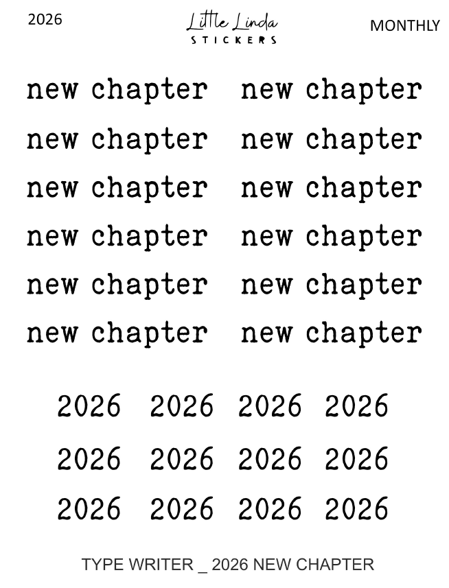 2026 | Monthly - Typewriter