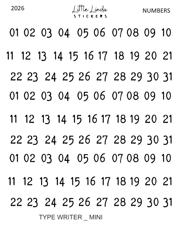 2026 | Numbers - Typewriter