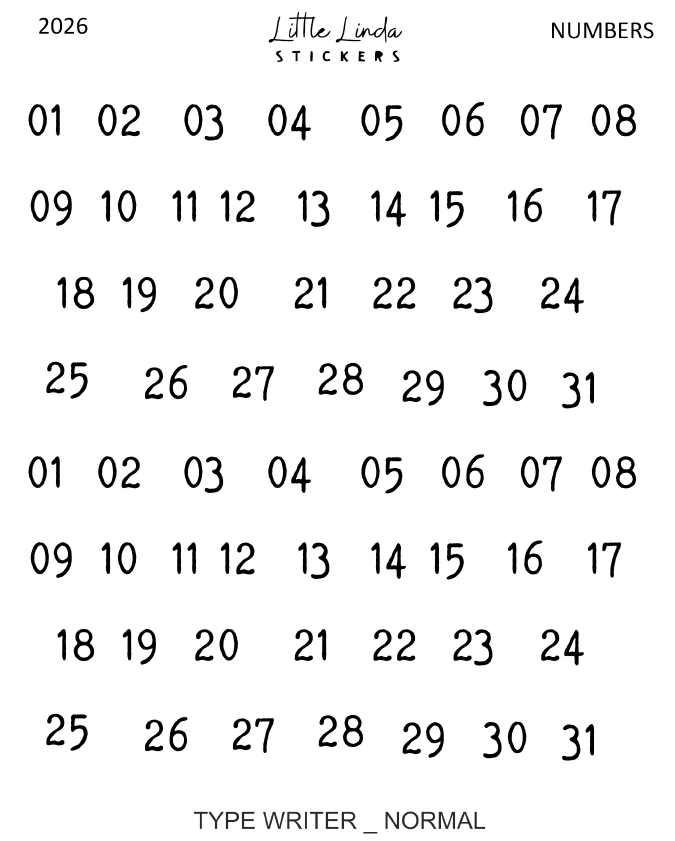 2026 | Numbers - Typewriter
