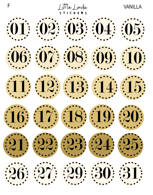 2027 | Date Numbers | The Basic Edit planner stickers, Vanilla / Glossy