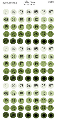 2027 | Mini Dates | The Basic Edit planner stickers, Moss / Glossy
