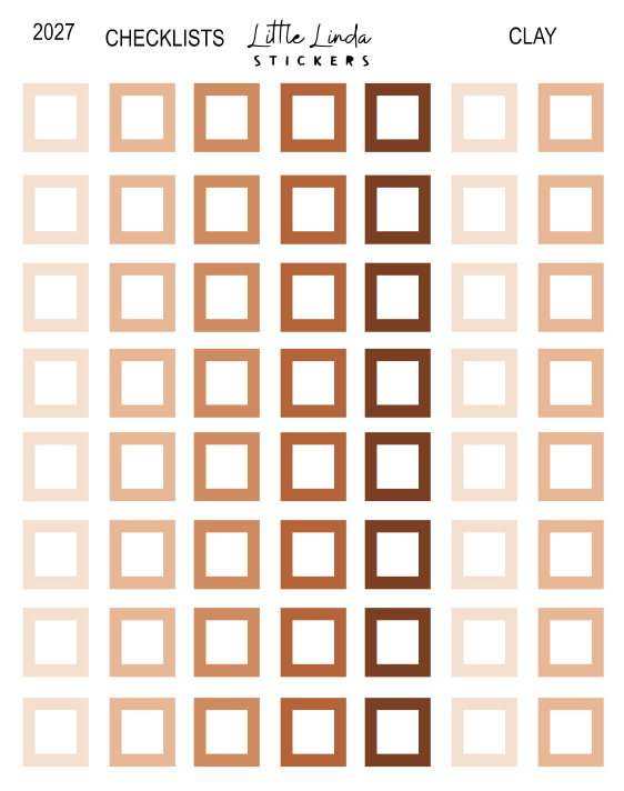 2027 | Checklist Squares | The Basic Edit planner stickers, Clay / Glossy